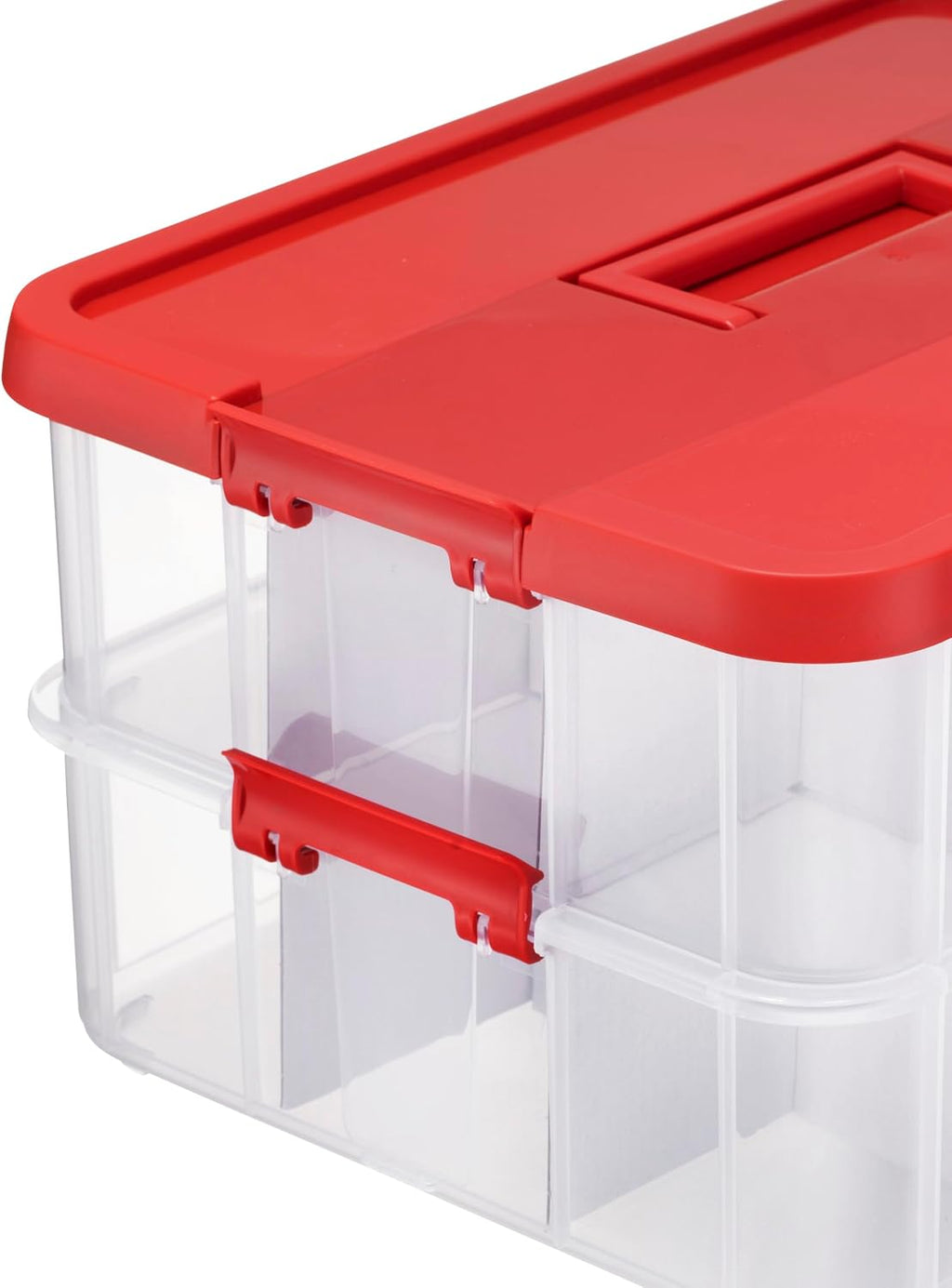 2-Layer Christmas Ornament Storage Box Plastic - 24 Compartment Cchristmas Decoration Storage Box