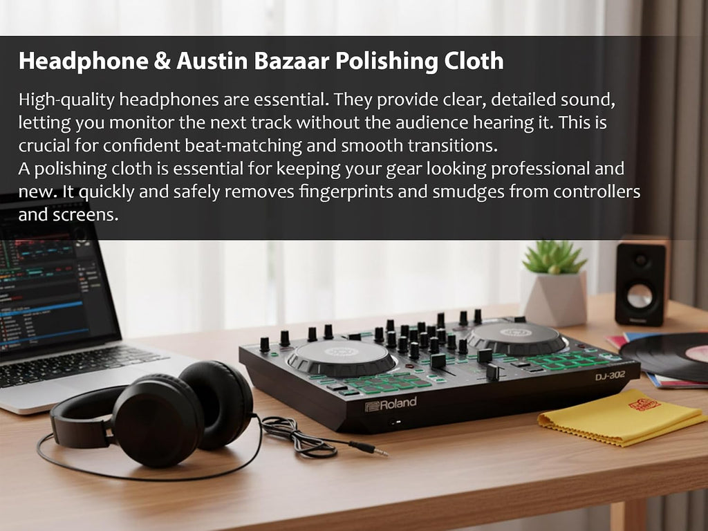 DJ-202 DJ Controller Bundle with Case, Headphones, and Austin Bazaar Polishing Cloth