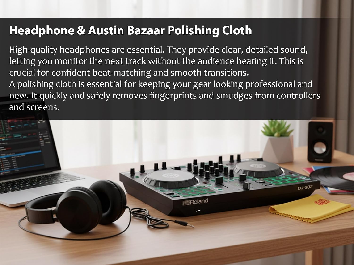 DJ-202 DJ Controller Bundle with Case, Headphones, and Austin Bazaar Polishing Cloth