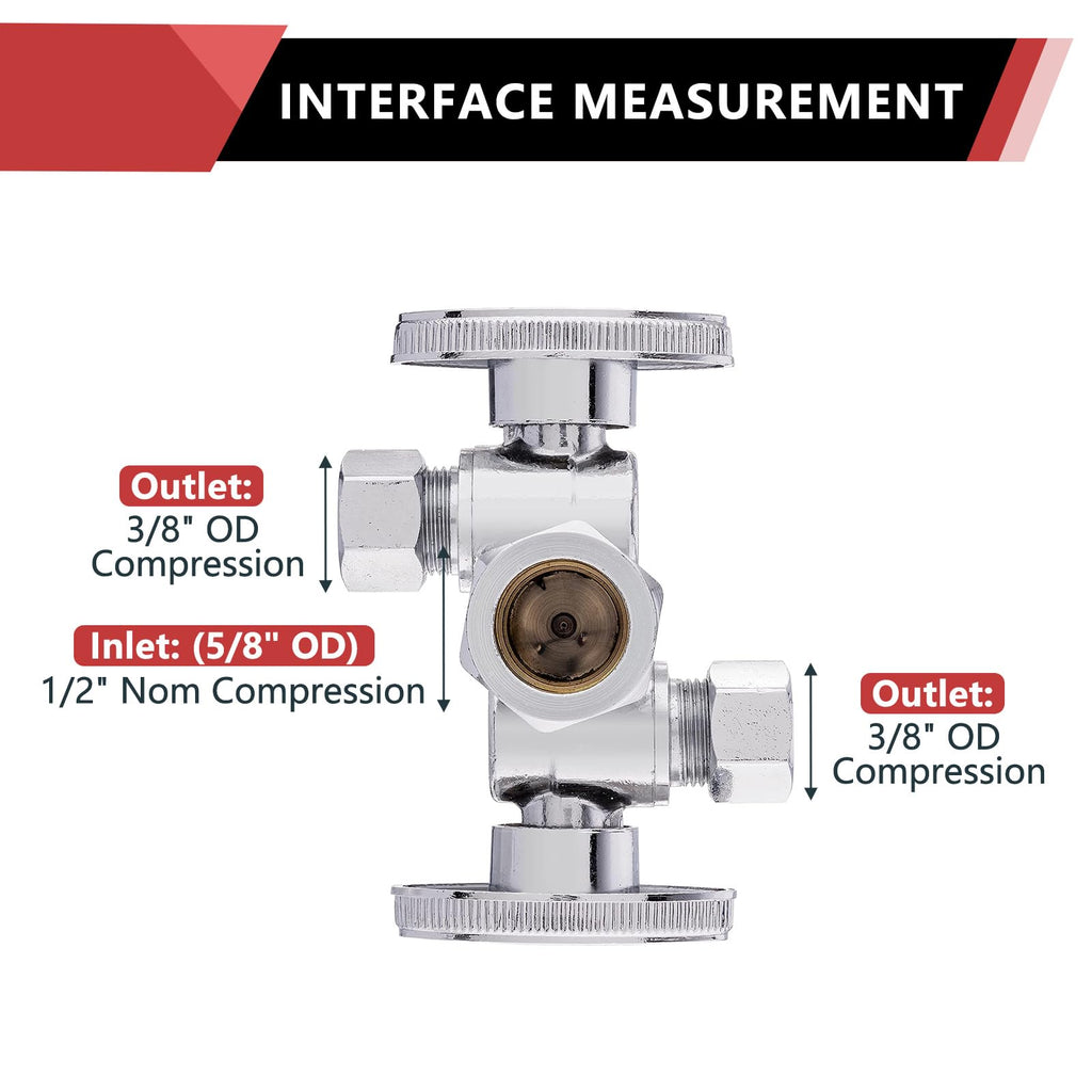 2Pcs EFIELD Angle Comp Stop Valve, 2 Shutoff Handle,3/8"OD(VALVE134-2)