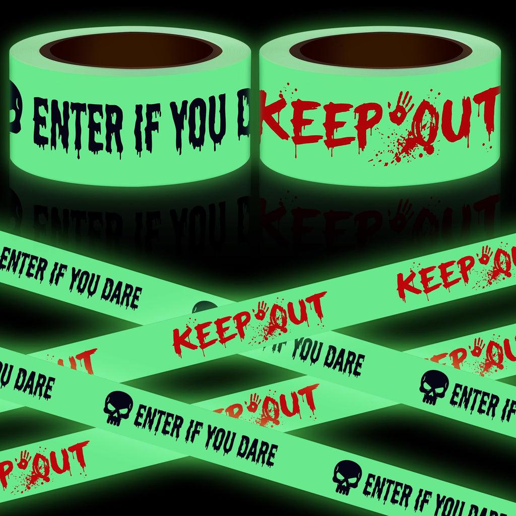 2 Rolls 2inx33ft Glow in the Dark Halloween Caution Tape, Keep Out