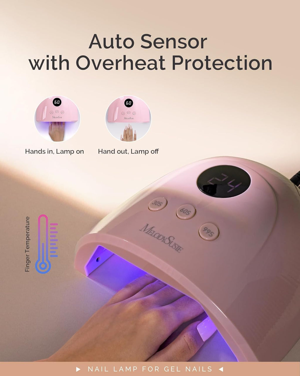 UV/LED Nail Lamp P-Plus30F for Rhinestone Glue | 36W; 3 Timer Settings; Smart Sensor; LCD Display; 99s Low-Heat Mode;