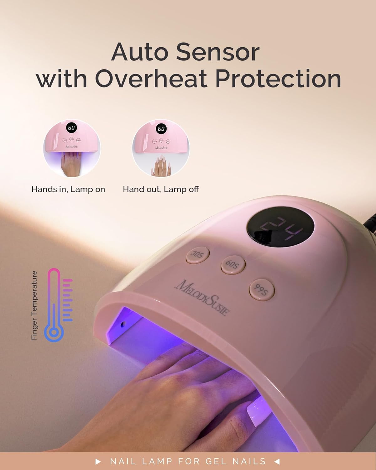 UV/LED Nail Lamp P-Plus30F for Rhinestone Glue | 36W; 3 Timer Settings; Smart Sensor; LCD Display; 99s Low-Heat Mode;