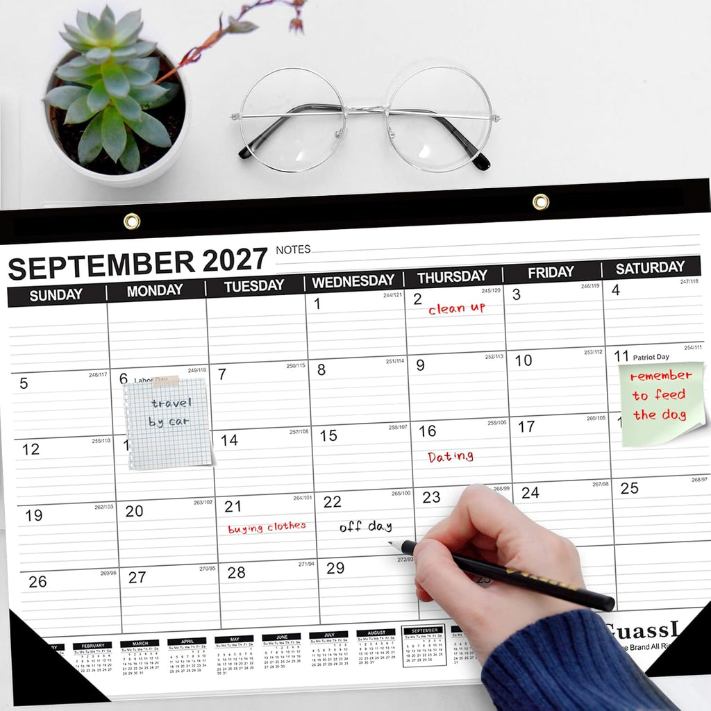 Desk Calendar 2026-2027 - 19 Months Academic Calendar 17" × 11.5" Desktop Calendar from Jun. 2026 to Dec. 2027 with