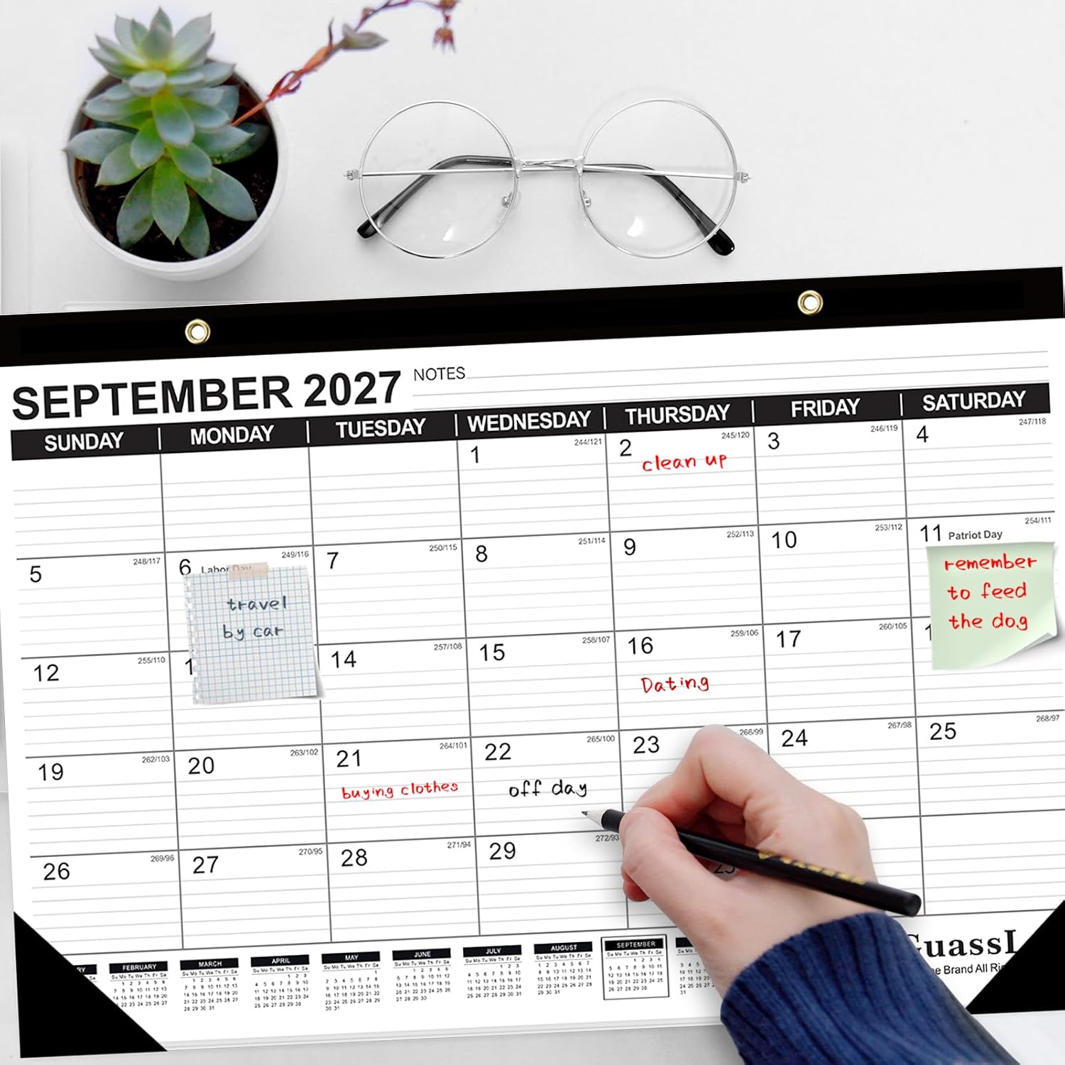 Desk Calendar 2026-2027 - 19 Months Academic Calendar 17" × 11.5" Desktop Calendar from Jun. 2026 to Dec. 2027 with