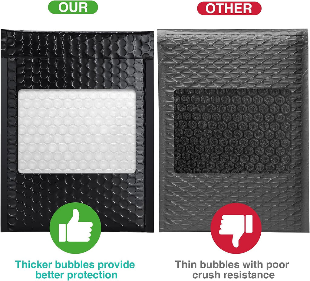 Black Bubble Mailers 6x10 Inch 25 Pack Padded Envelopes #0