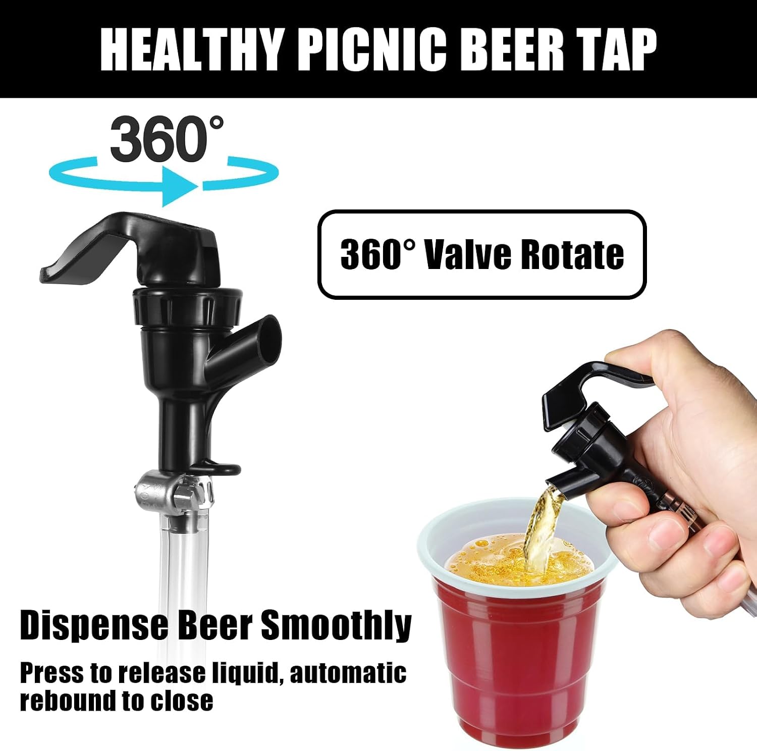 5 FT Ball Lock Beer Line Assembly Kit 3/16" Beer Hose & Picnic Tap | Faucet PVC Brewing Tubing Ball Lock Quick