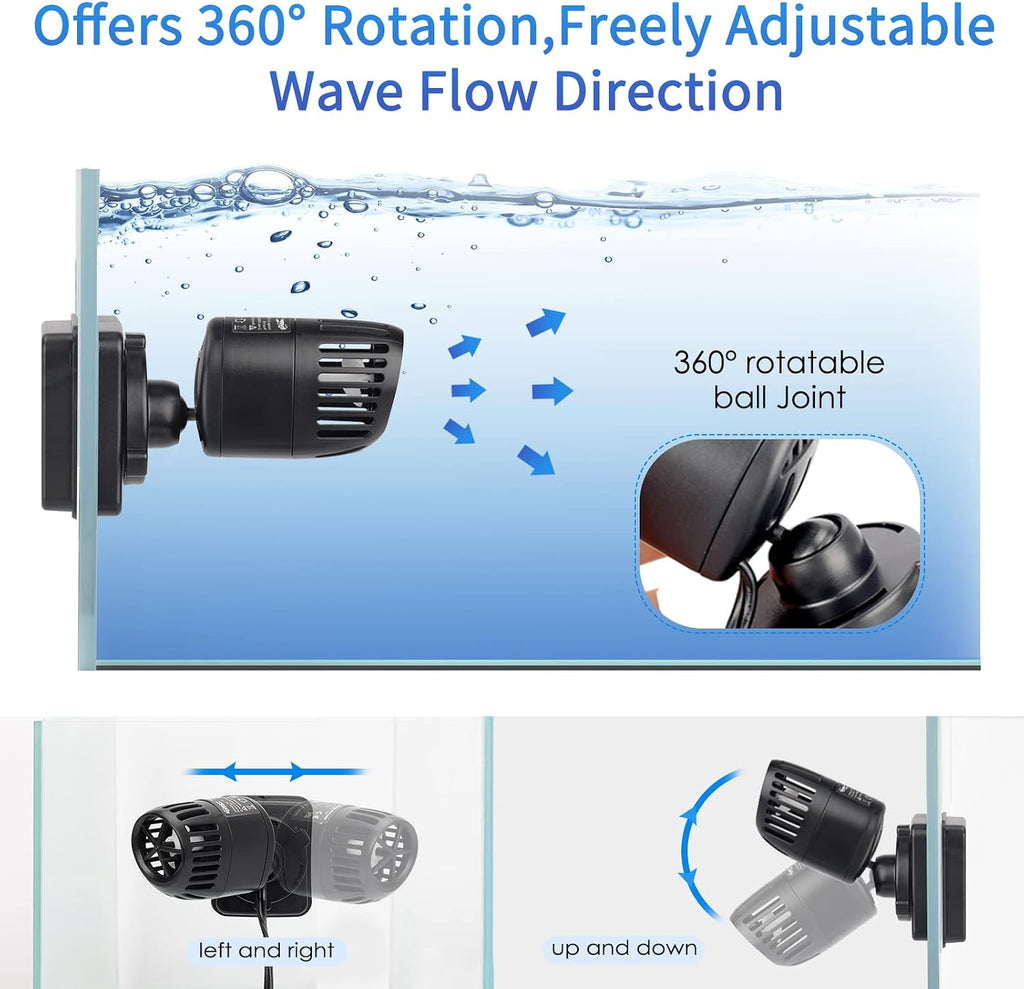 Mini Wave Maker for 15-40 Gallon Aquarium with Magnetic Mount Quiet Powerhead for Saltwater and Freshwater Fish Tank