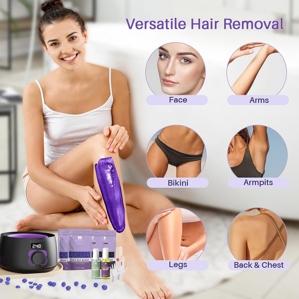 Waxing Kit for Women, Hard Wax Warmer, Brazilian Bikini Face Body | 51 Items, Digital Fast Heating, Legs Underarms