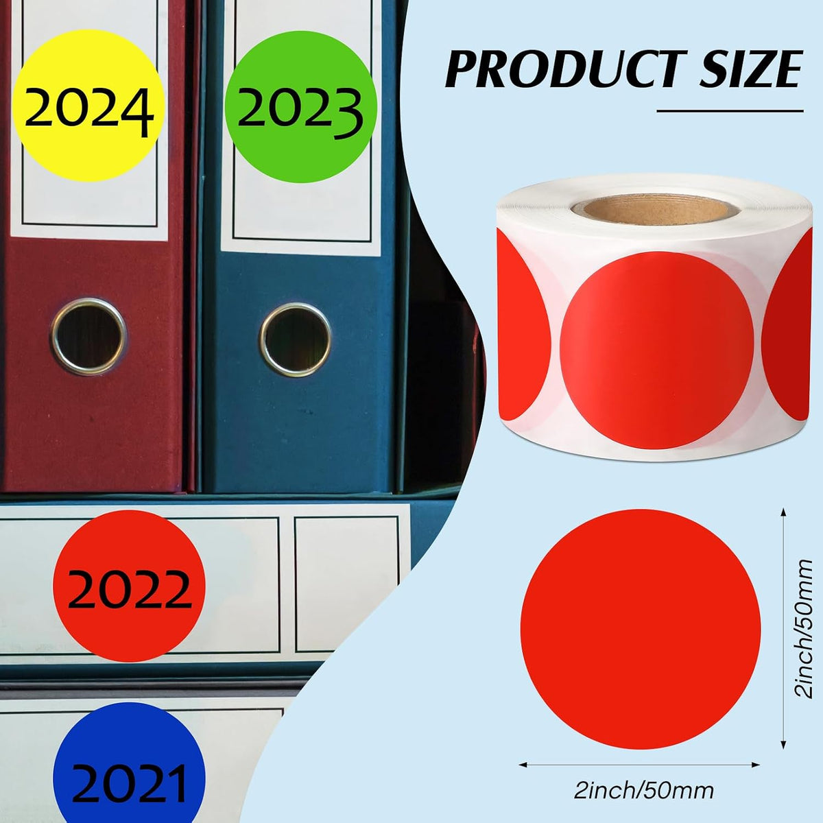 2000 Pieces 2 Inch Color Coding Label Dot Stickers