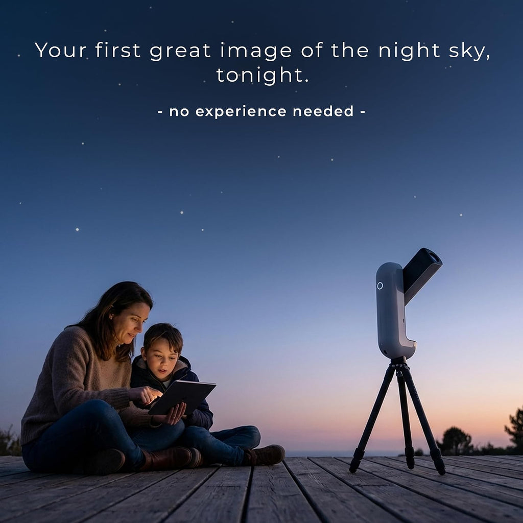 Smart Telescope for Adults & Beginners - Auto-Tracking, Live Stacking, 11h Battery, 115GB Storage, Auto