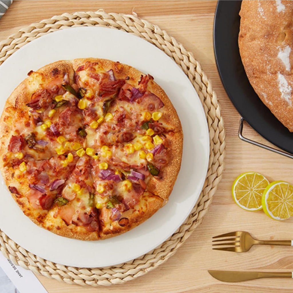 9'' Pizza Stone for Oven and Grill Round Baking Stone Heavy Duty Cordierite Pizza Cooking Pan for Indoor Electric