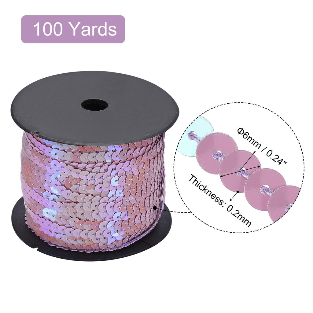 100 Yards 6mm Flat Sequin Strip Spangle Paillette String Ribbon Roll Sequin Trim for Sewing Crafts Costume
