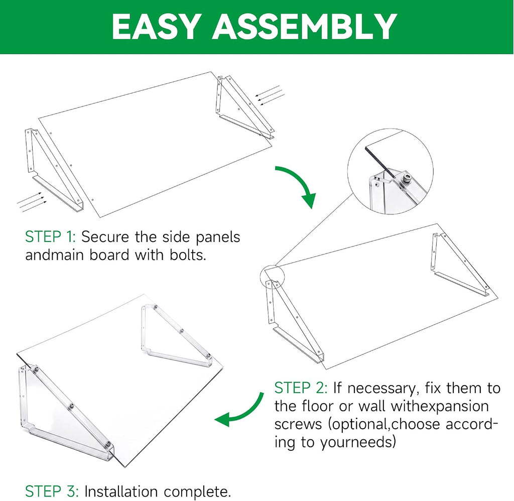 46"L x 18"W x 12"H Heavy-Duty Atrium Basement Window Well Covers, Clear Polycarbonate Egress Window Well Cover with