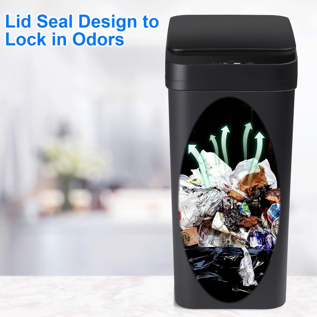 Bathroom Touchless Trash Can 2.2 Gallon Smart Automatic Motion Sensor Rubbish Can with Lid Electric Narrow Small