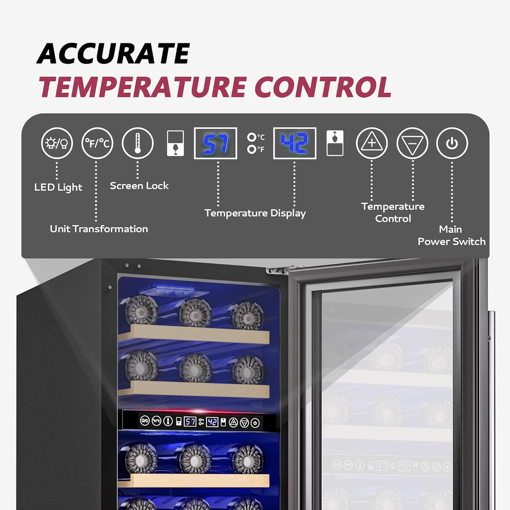 15" Wine Cooler Refrigerator,30 Bottle Dual Zone Wine Fridge,Silver
