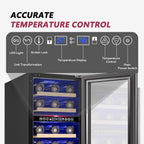 15" Wine Cooler Refrigerator,30 Bottle Dual Zone Wine Fridge,Silver