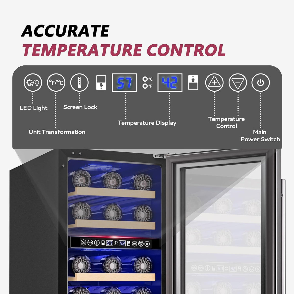 15" Wine Cooler Refrigerator,30 Bottle Dual Zone Wine Fridge,Silver