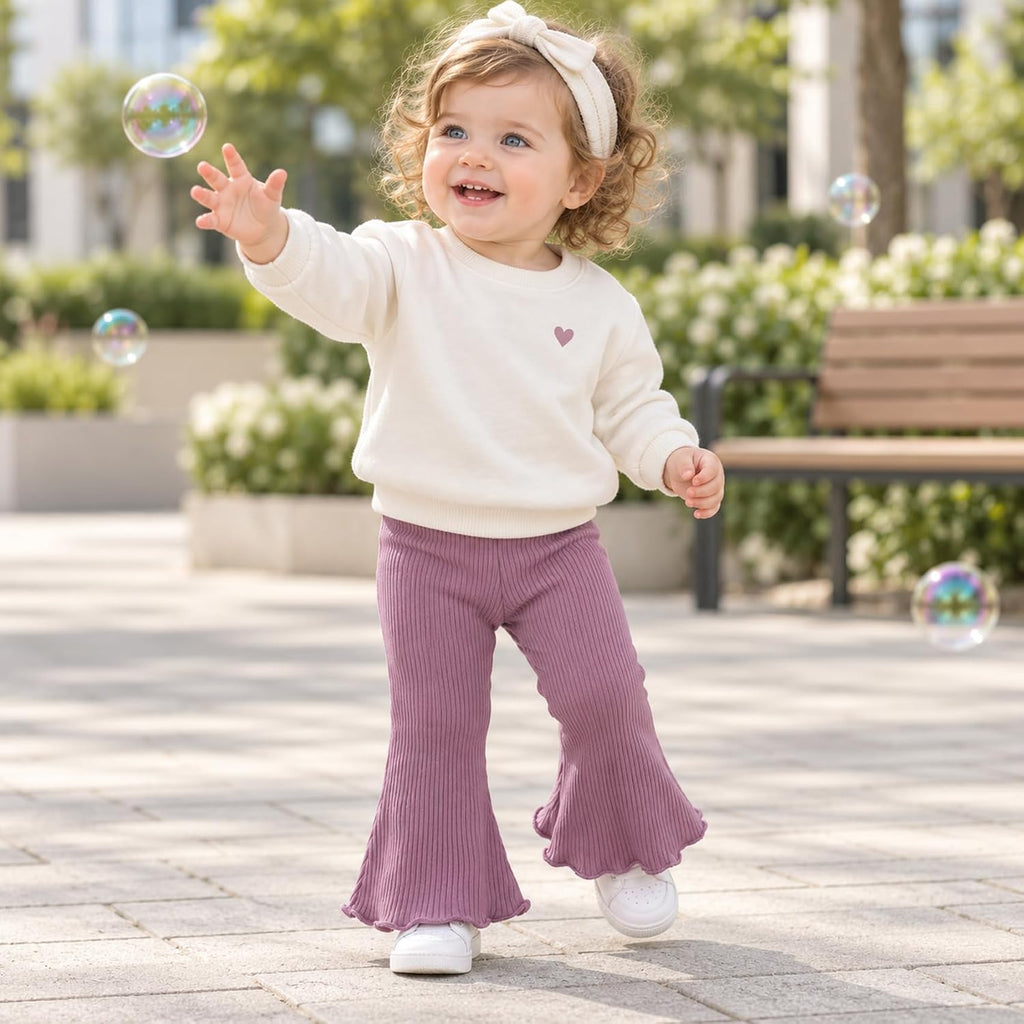 Baby Girl Flare Pants 3 Pack Ribbed Toddler Bell Bottoms 6M-3T