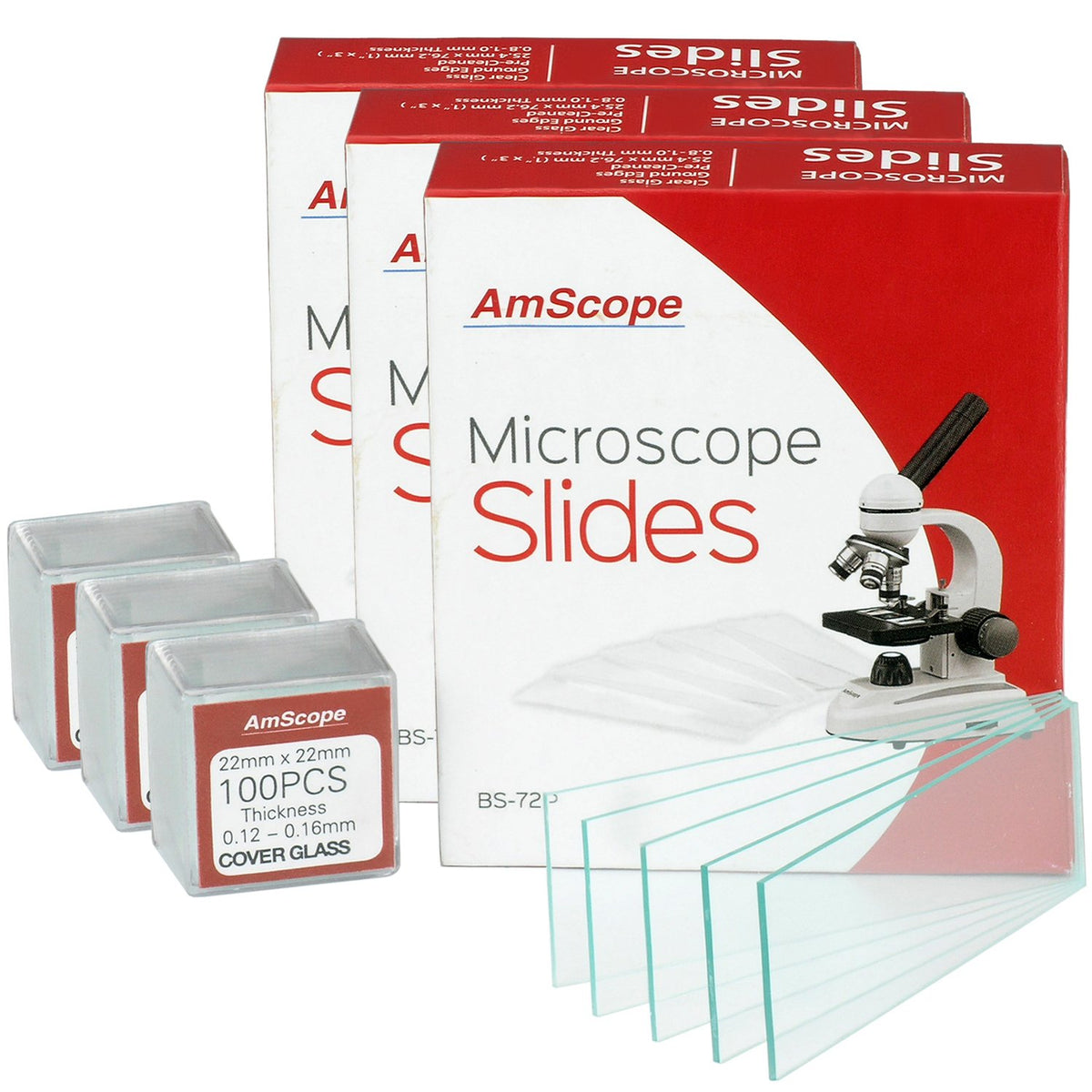 BS-72P-100S-22X3 Rectangular Blank Slides + Cover Slips 216/300