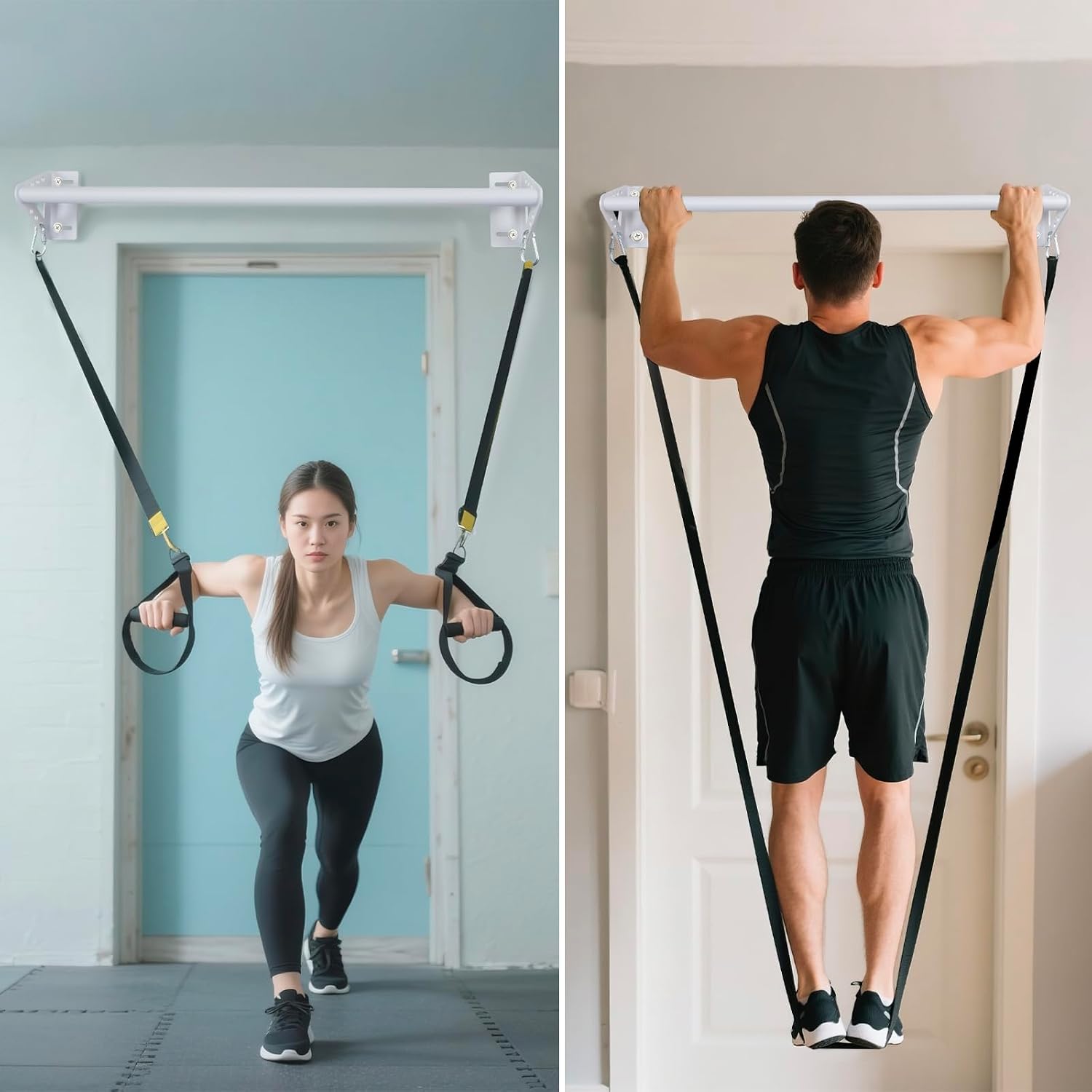 Wall Mounted Doorway Pull Up Bar, Heavy Duty Strength Training Pull-Up Bars for Doorframe, Support Beam or Joist