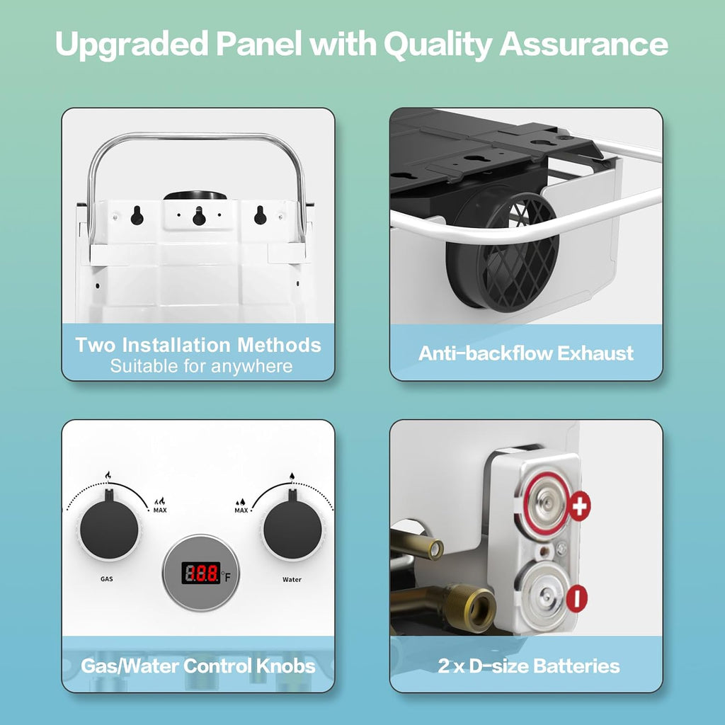 Propane Water Heater, 6L 1.58GPM 41000 BTU Portable Tankless Water Heater Outdoor, Gas Instant Hot with Handle