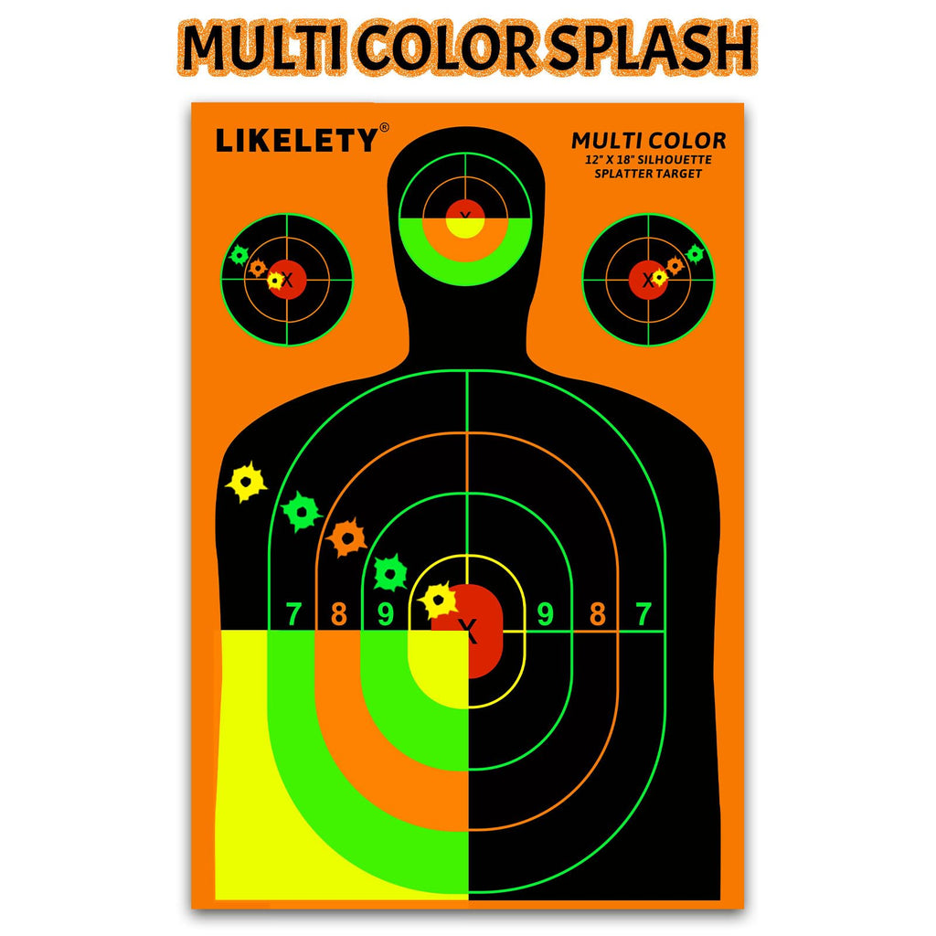 12x18 Inch Silhouette Splatter Targets, Bright Multiple Colors Effect