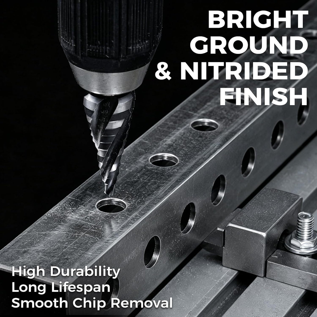 3-Piece Unibit Step Drill Bit for Metal, HSS Step Bit Set, 1/8"-7/8"