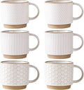 12 OZ Stackable Coffee Mugs Set of 6, Ceramic Coffee Cups Set