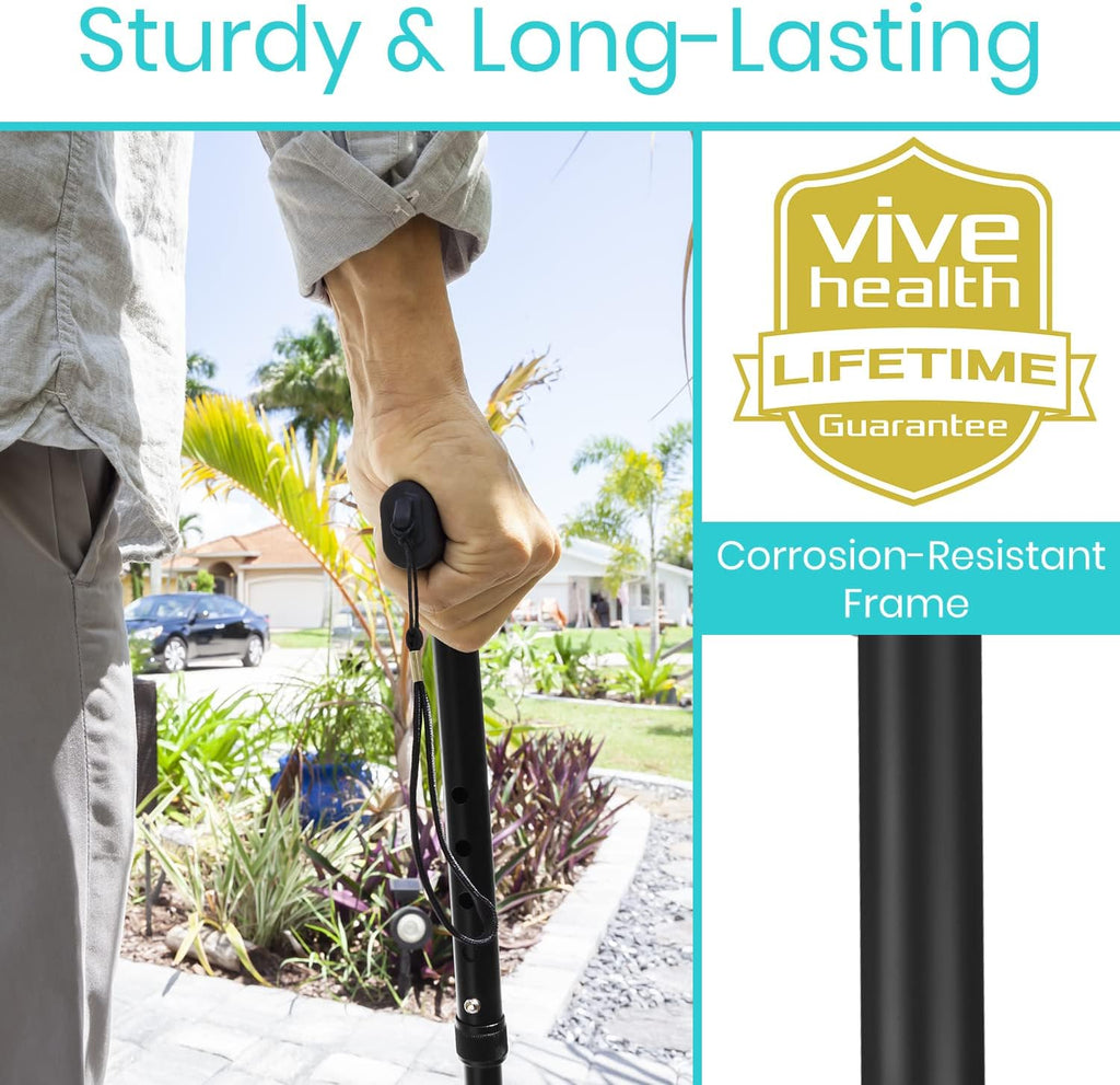 Folding Cane - Foldable Walking Cane for Men, Women - Fold-up, Collapsible, Lightweight, Adjustable, Portable Hand