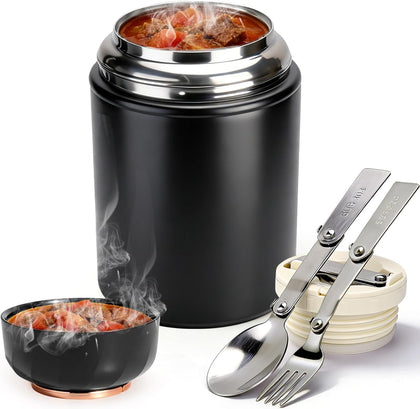 Thermo for Hot Food, 18oz Soup Lunch Box for Adults, Stainless Steel | Insulated Vacuum Food Jar Container with