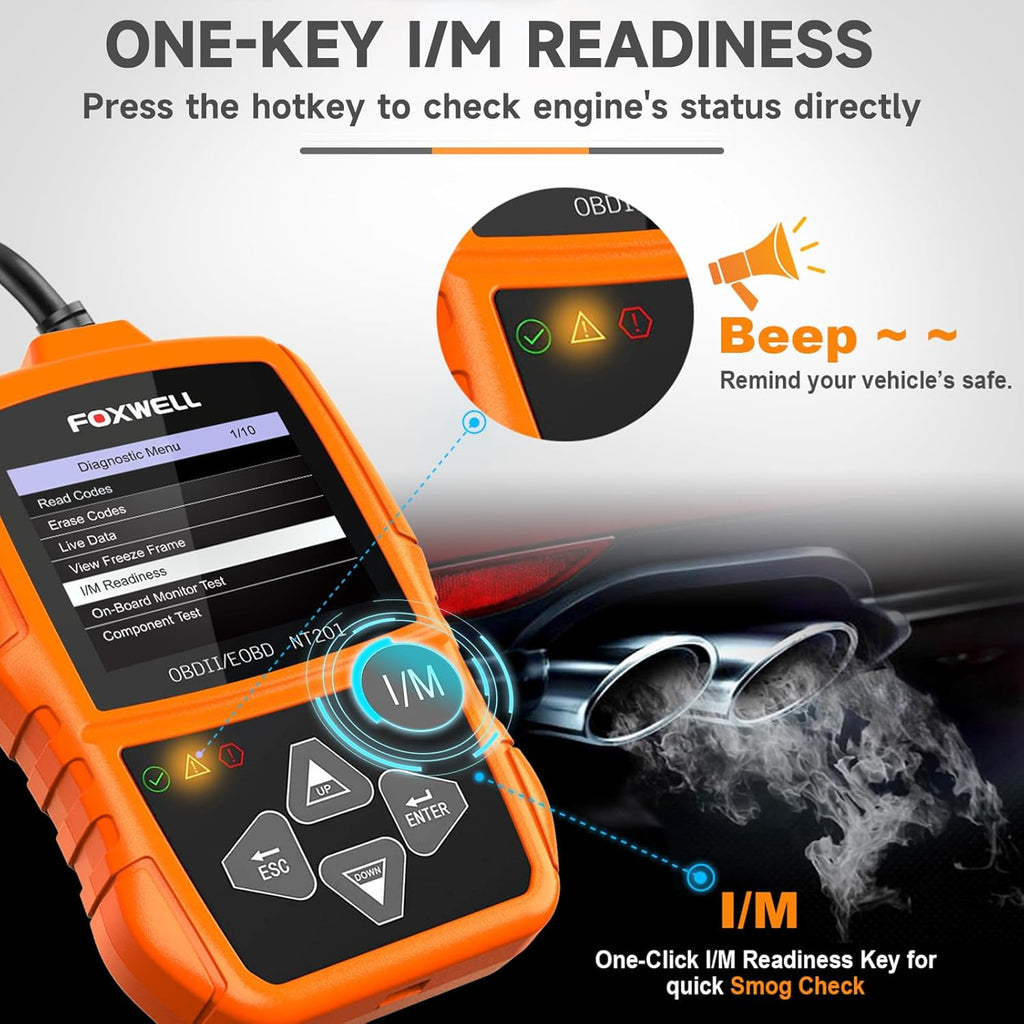 NT201 OBD2 Scanner Code Reader for Cars and Trucks - Reset Check Engine Light, Read and Clear Fault Codes, Live Data