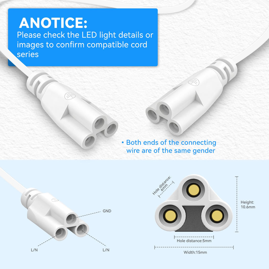 (4-Pack 6FT Extension Connecting Wire for T5 T8 LED Shop Light