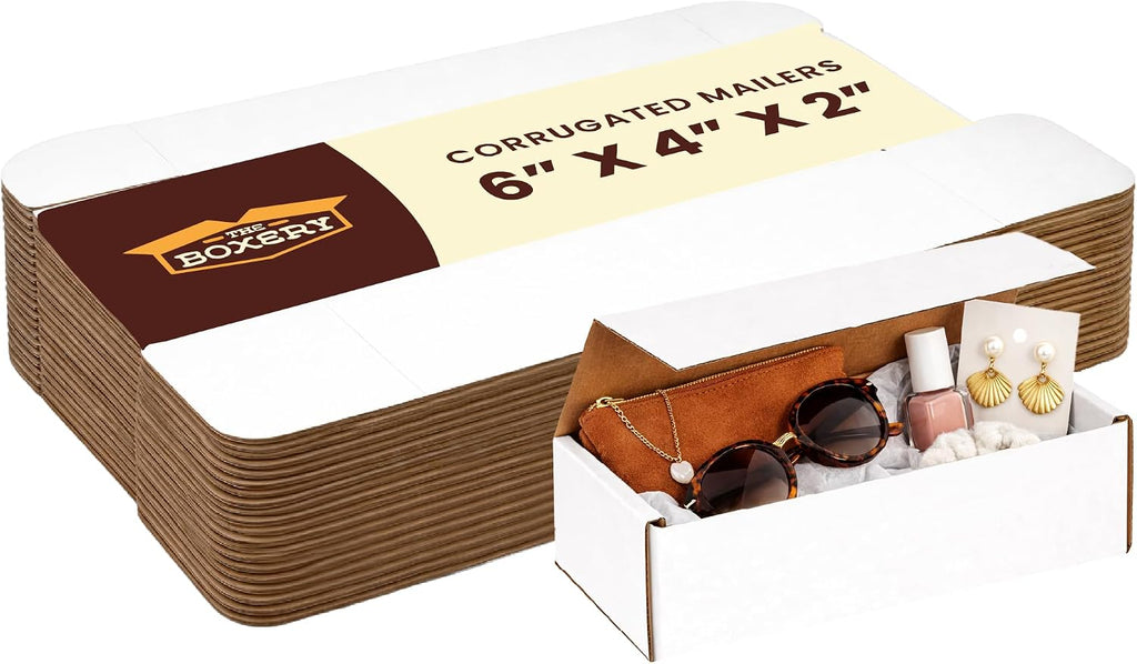 Corrugated Mailers White Tuck Shipping Boxes (6x4x2)