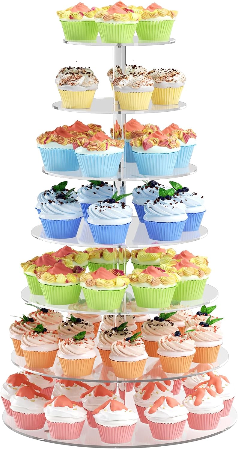 7 Tier Cupcake Stand Tiered Round Cupcake Tower for 68 Cupcakes