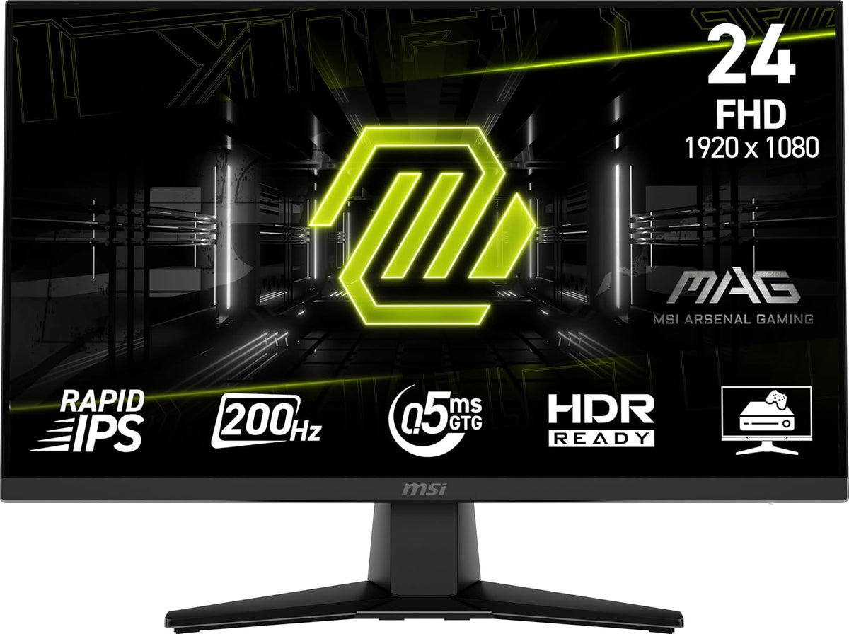 MAG 242F 24-inch 1920 x 1080 (FHD) Gaming Monitor, 200Hz, AMD FreeSync Premium, HDMI, DisplayPort, VESA, Tilt, Height