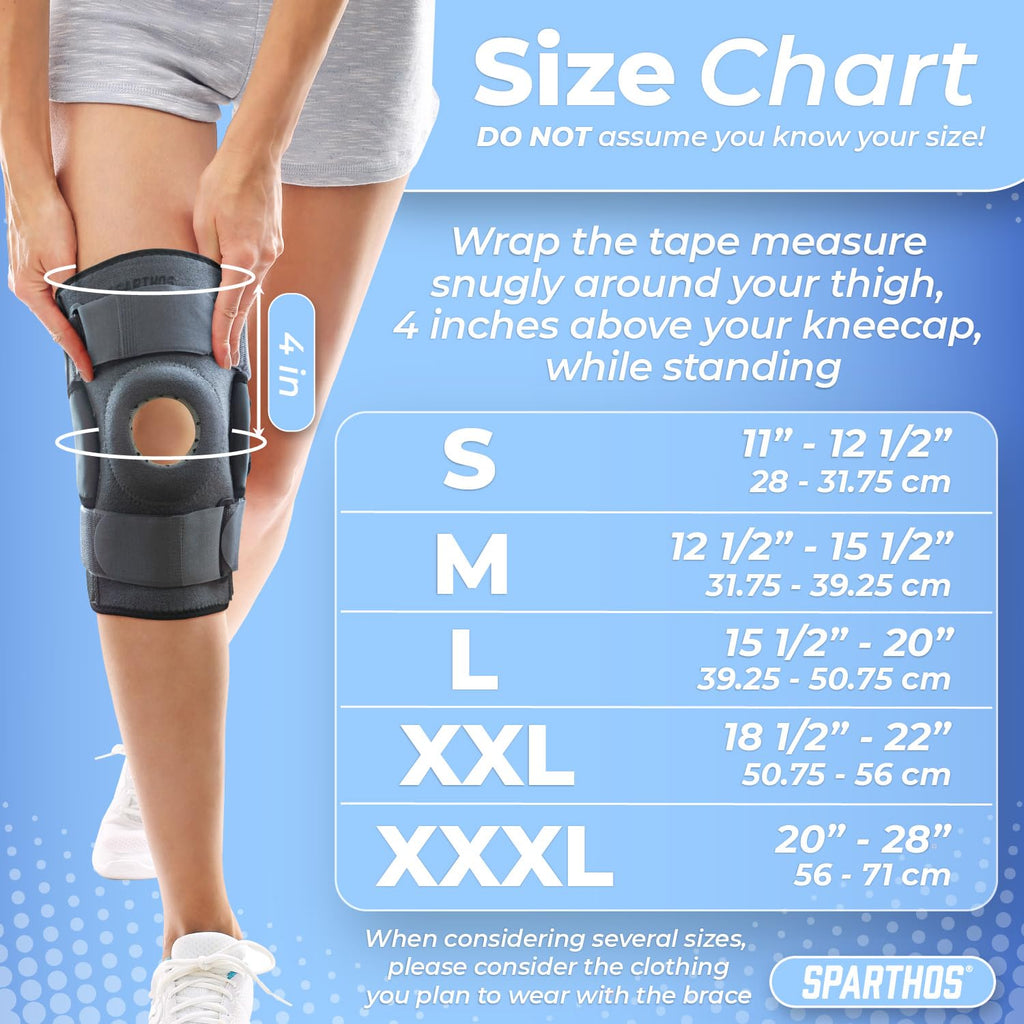 Hinged Knee Brace - Relieves ACL, MCL, Meniscus Tear, Arthritis, Tendon Pain - Dual Metal Side Stabilizers - Support