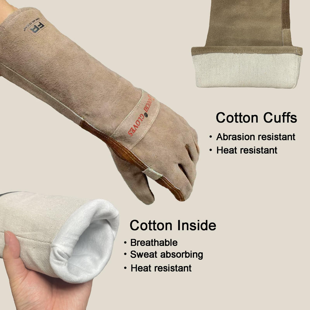Welding Gloves -Long Sleeve Fireproof and Heat Resistant 15IN L
