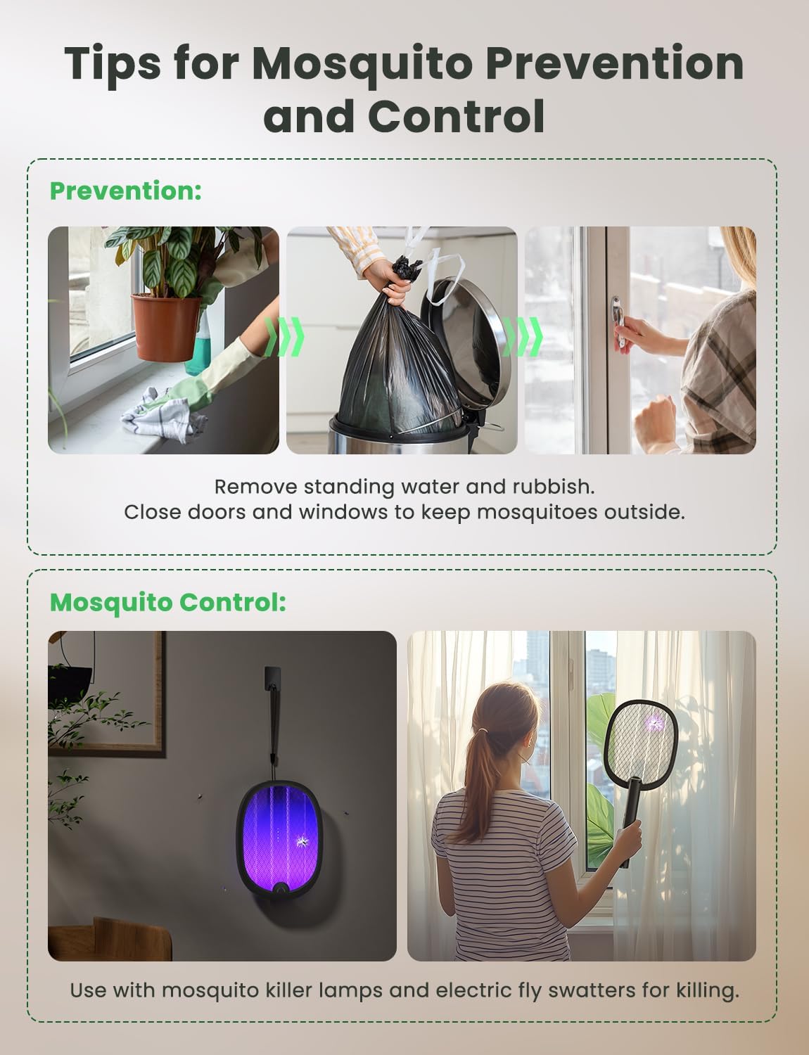 Electric Fly Swatter Foldable Bug Zapper Racket 2 in 1 Mosquito Killer with Purple Attractant Light Rechargeable