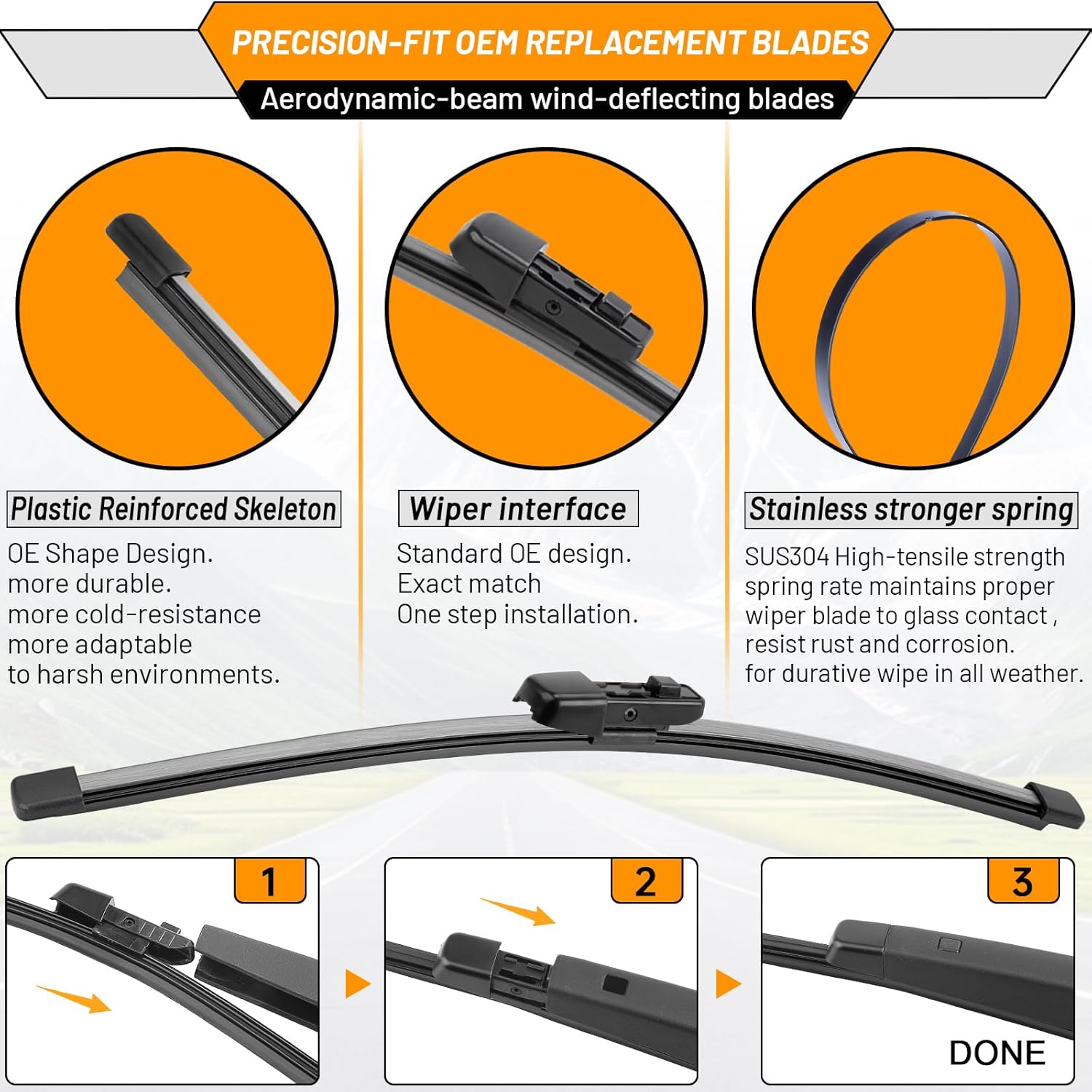 OEM Windshield Wiper Blade Replacement for VW Volkswagen Atlas 2018 2019 2020 20221 2022 2023 2024 Original Equipment