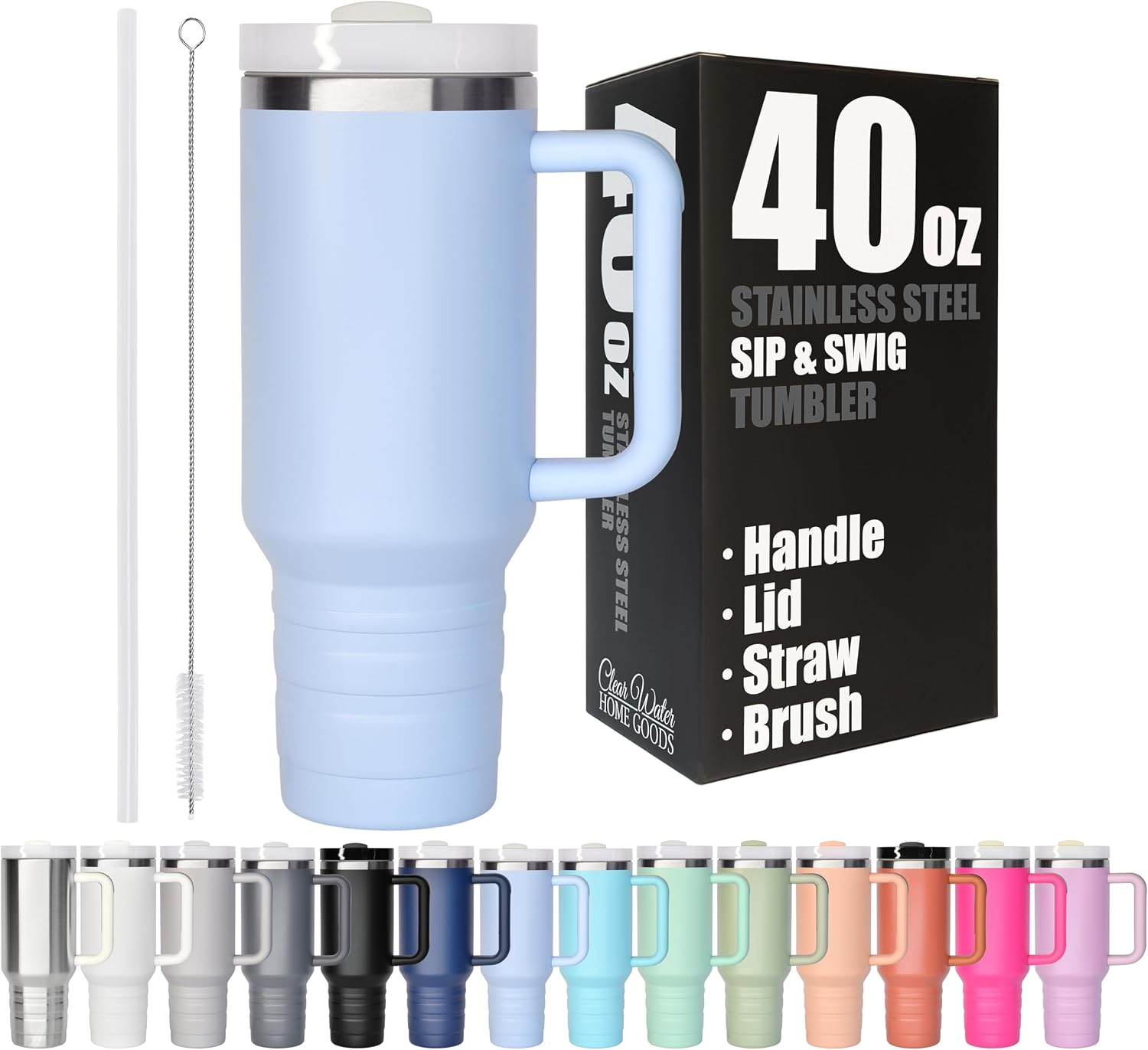 40oz Tumbler with Lid and Straw - Reusable Double Wall Insulated Stainless Steel Water Bottle and Coffee Cup to Keep