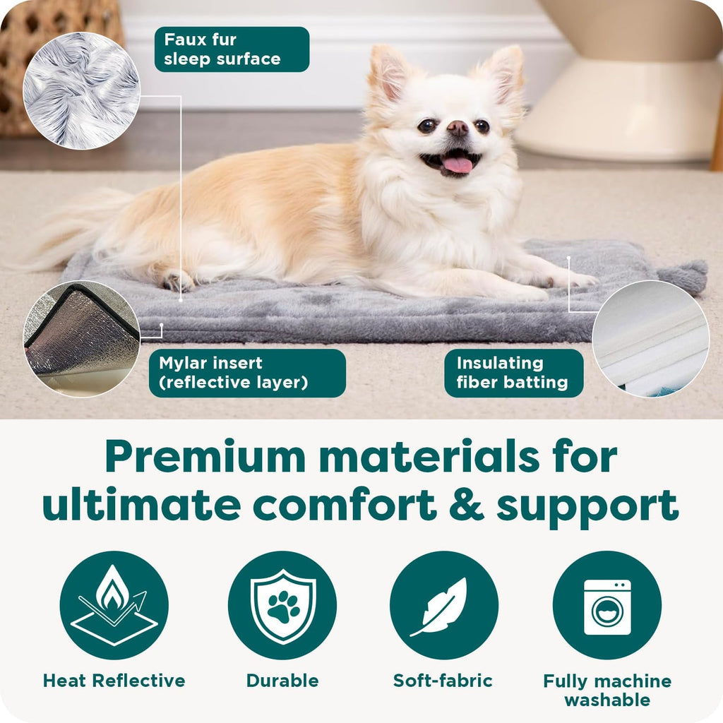 ThermaNAP Self-Warming Cat Bed for Indoor Cats & Large/Medium Dogs, Washable & Reflects Body Heat - Quilted Faux Fur