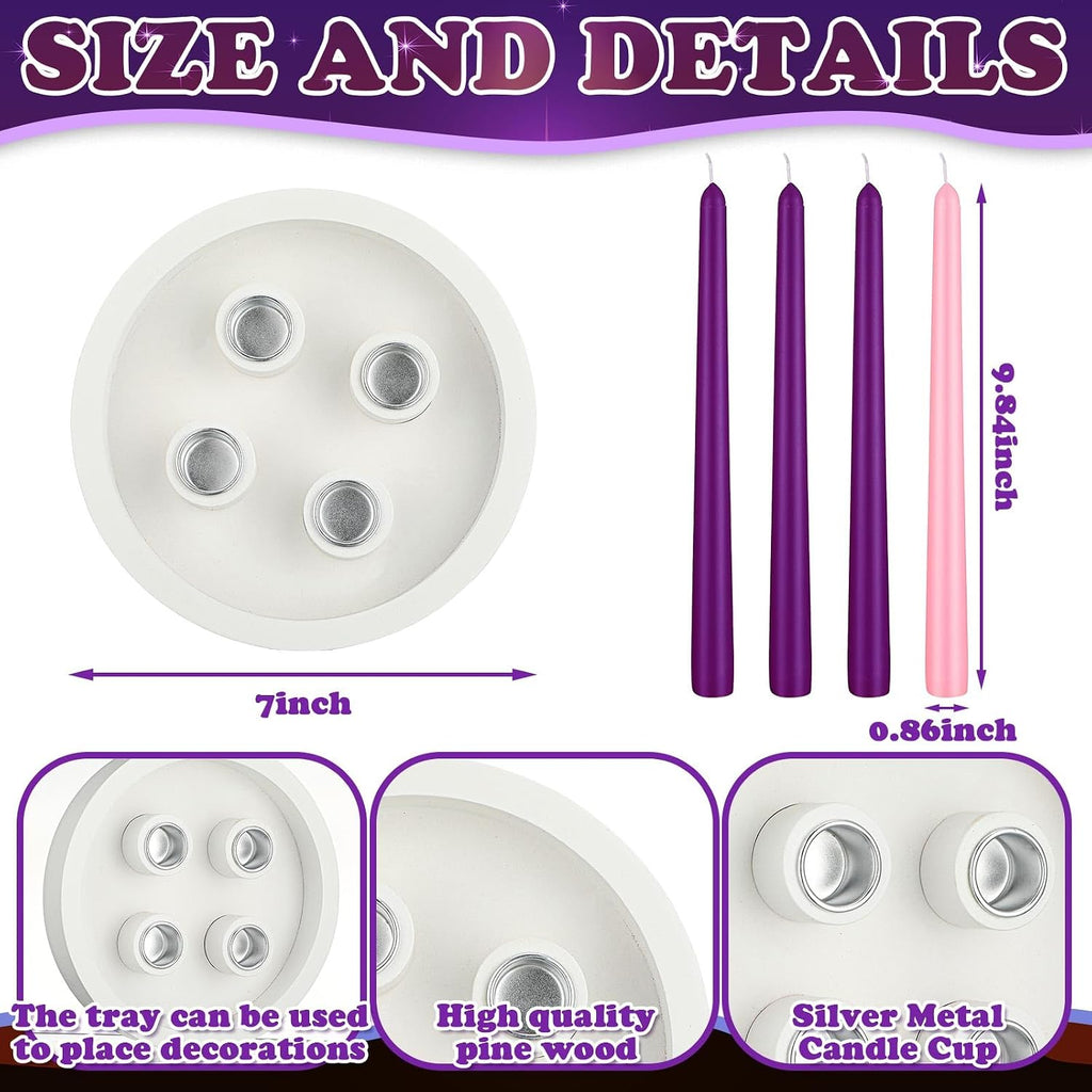 12 Pcs Advent Candle Holder 7 Inch Taper Candles,White,Classic