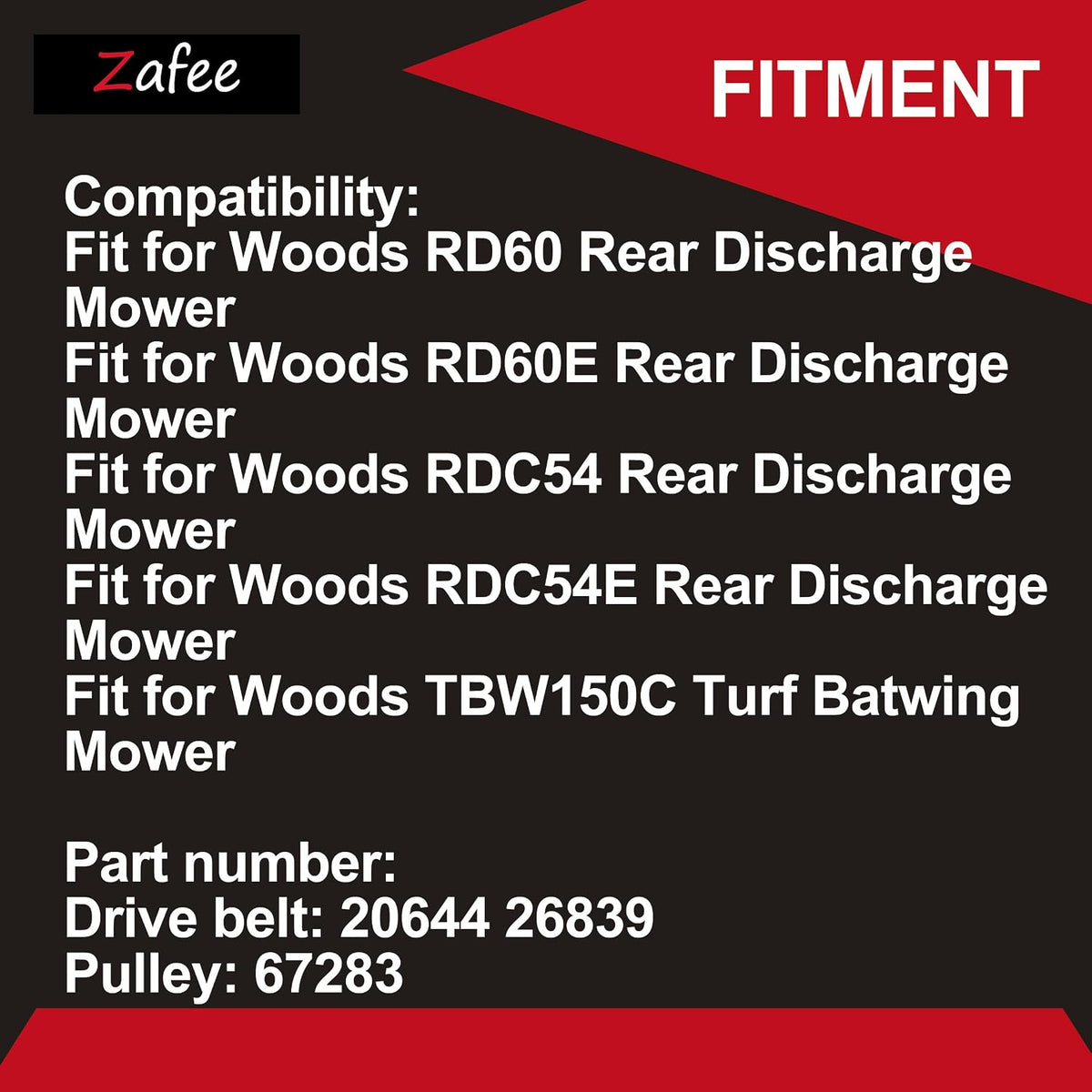 67283 Pulley 20644 Belt Fit for Woods RD60 RD60E RDC54 RDC54E