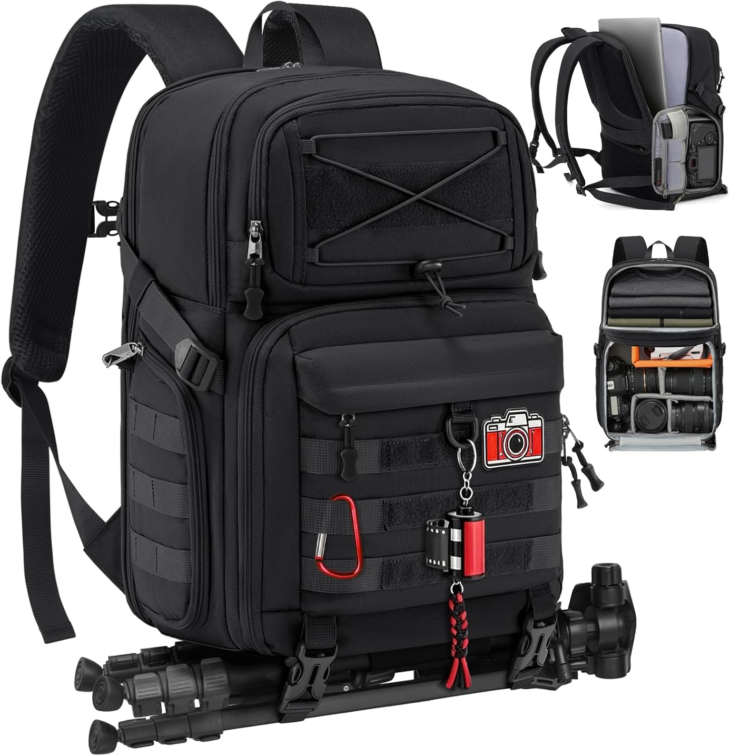 Camera Backpack, DSLR/SLR/Mirrorless Tactical Camera Bag Cases | Waterproof camera bags for photographers with 15.6"