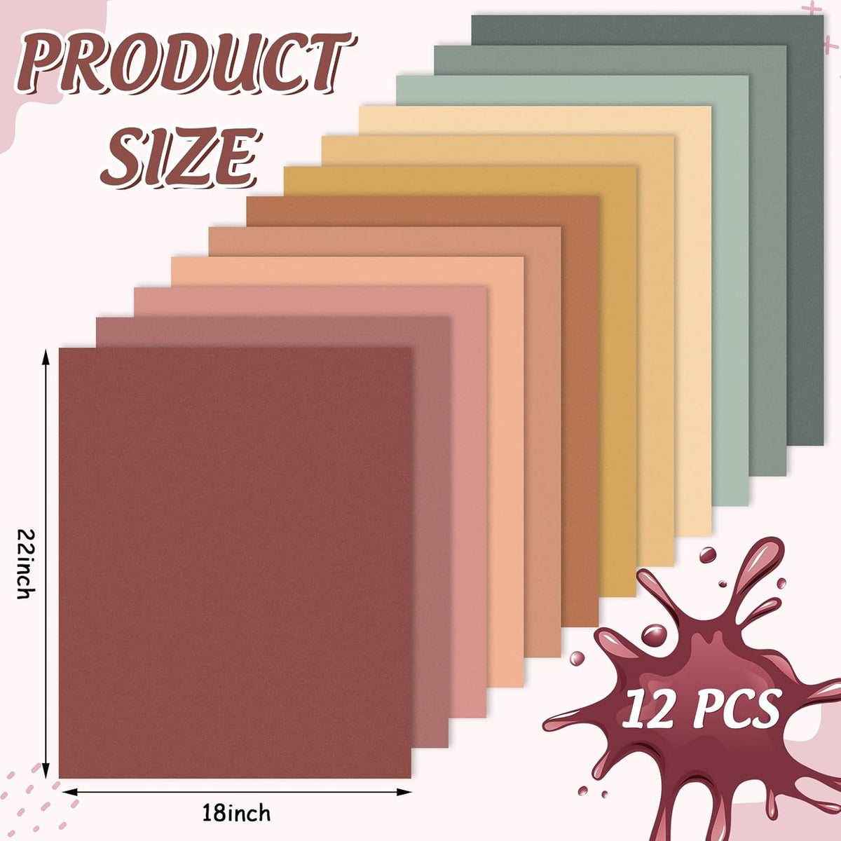 12Pcs Boho Solid Colors Cotton Fabric Bundles Boho Fat Quarters Quilting Patchwork Sewing Fabrics for Fall DIY