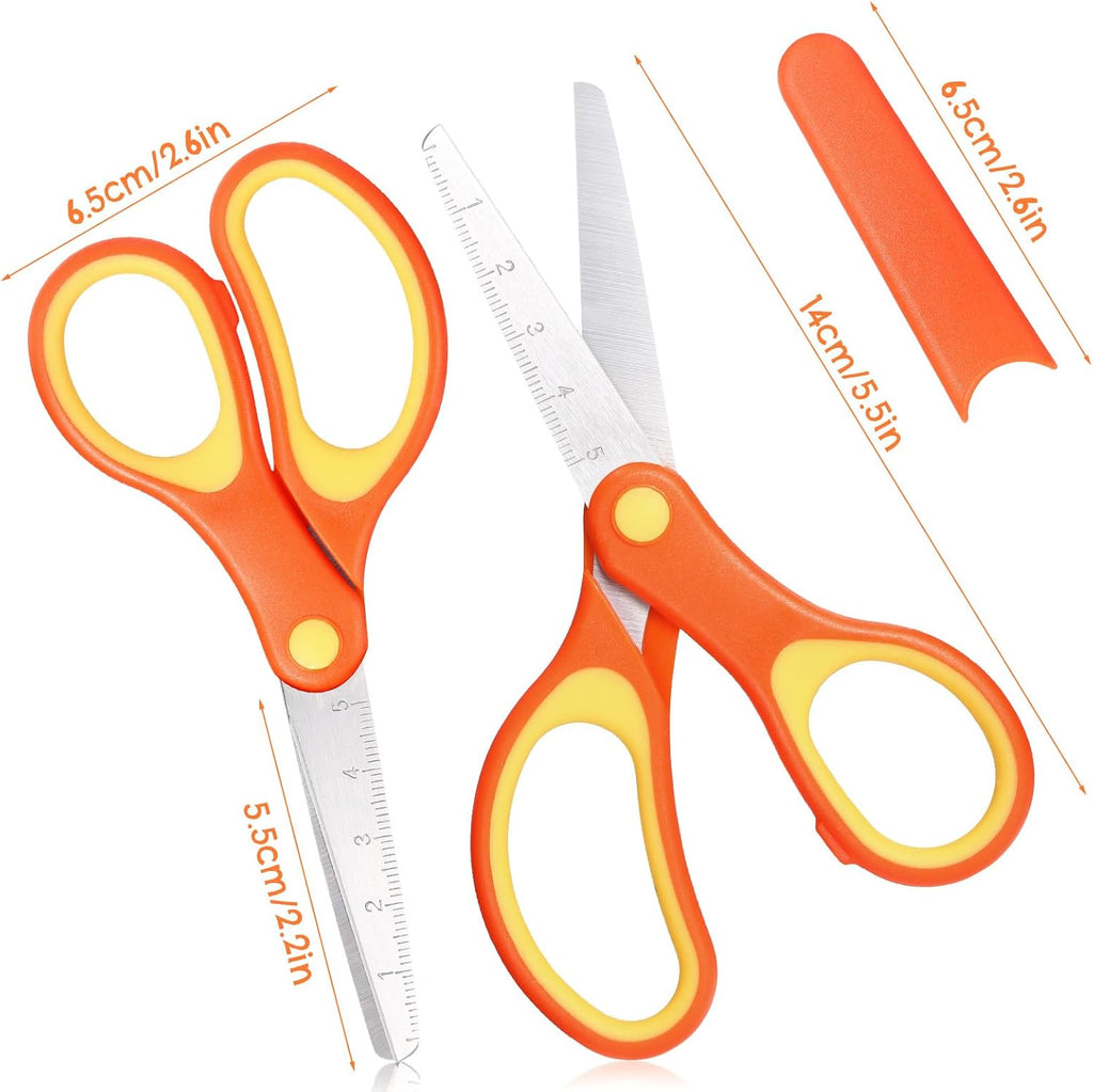 3 Pieces Kids Scissors Blunt Tip 6" Small Stainless Safety Scissors with Cover for Toddler Preschool Age 4-7 8 9