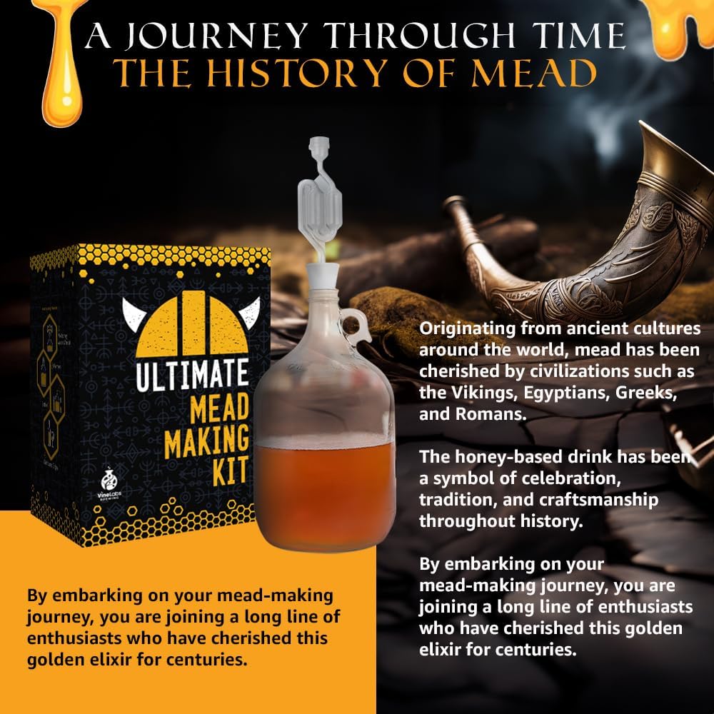 Ultimate Honey Mead Making Kit with Yeast and Starter Home Brew Accessories, Reusable, Step-by-Step Brewing Process