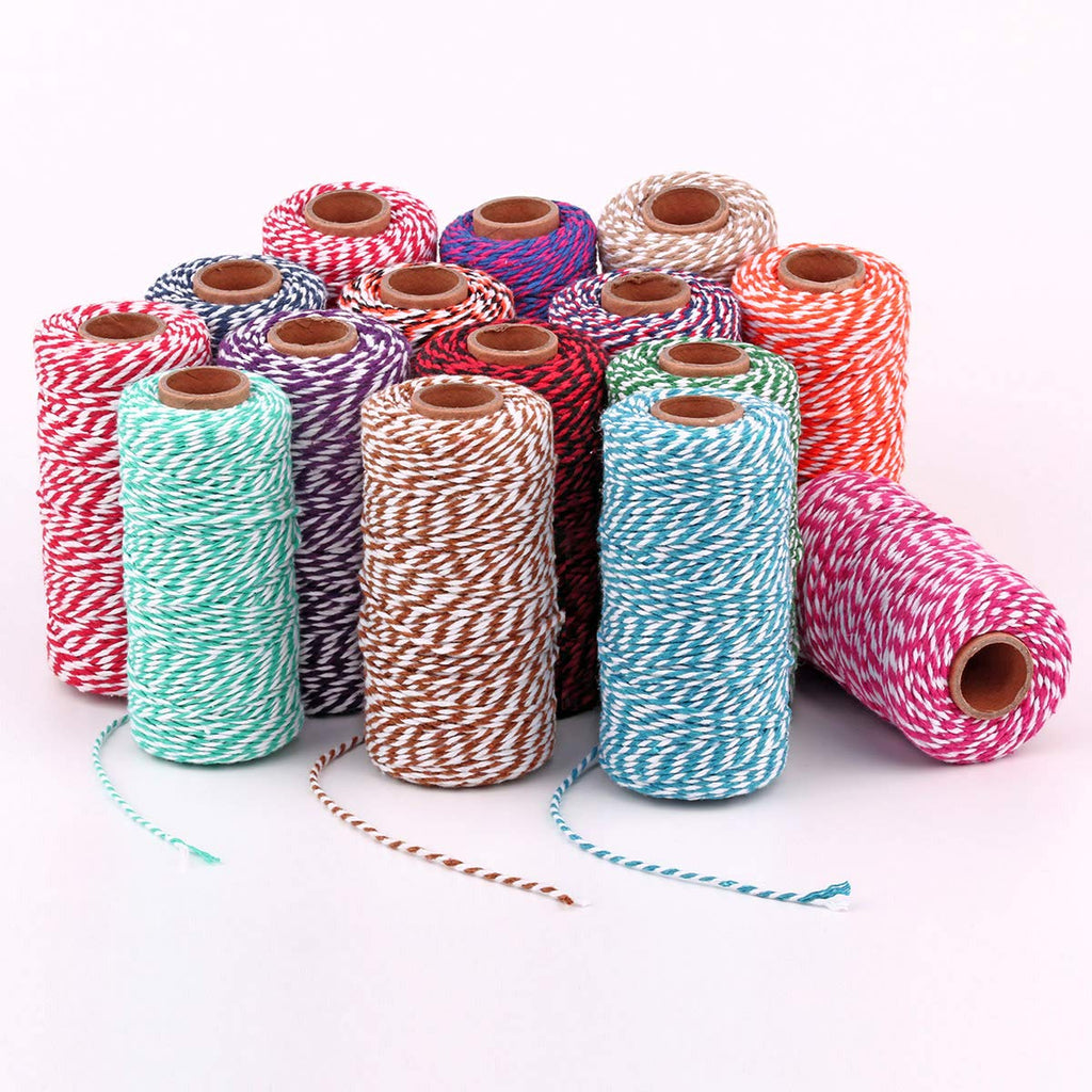 Cotton Twine String Bakers Rope: 2 Roll Twines for Crafts Gift Wrapping - 656 Feet Orange Black White Twine for