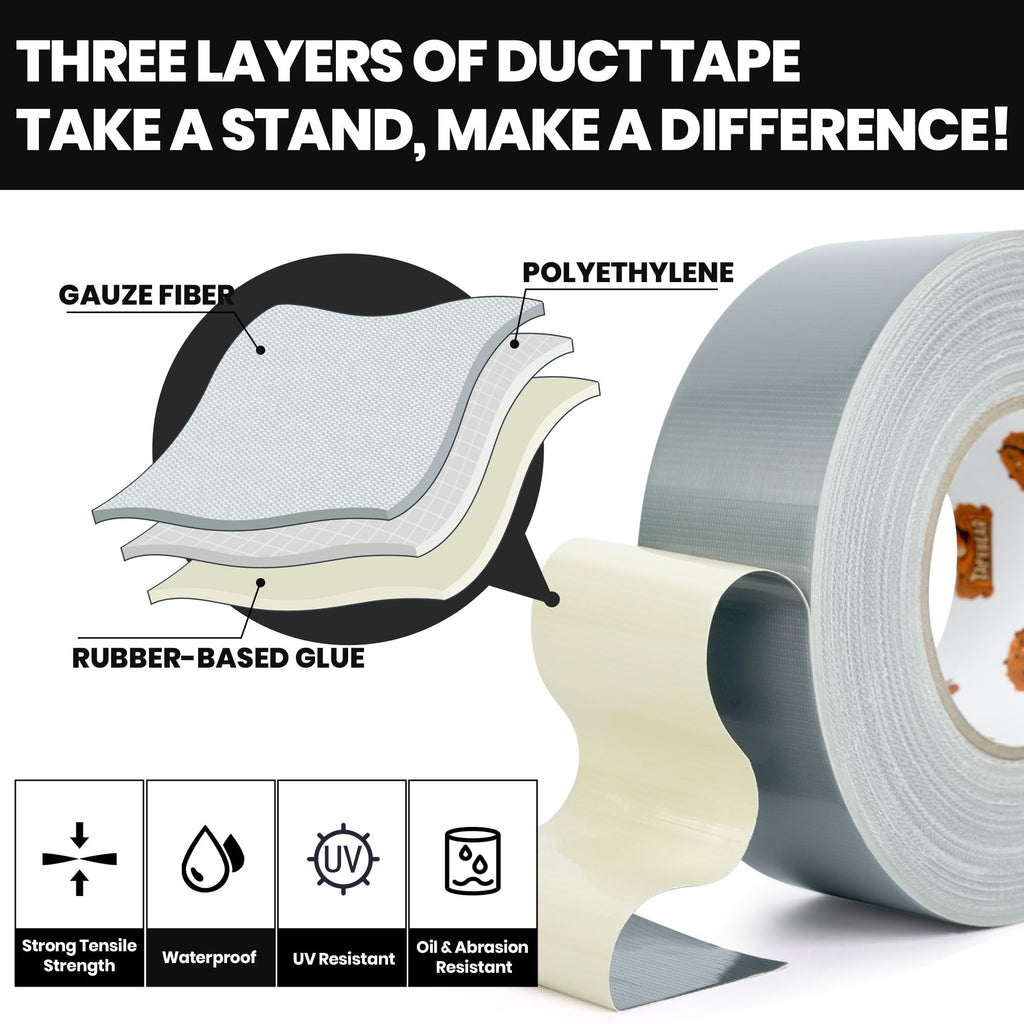 Silver Duct Tape Heavy Duty 1.88"x105FT Utility Tape 16.5mil Thick